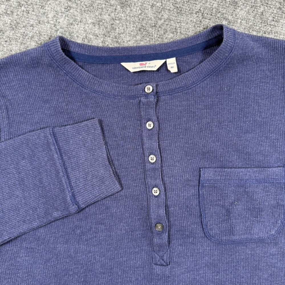 Vineyard Vines‎ Pajama Shirt Medium Blue Henley Long Sleeve loungewear Women's